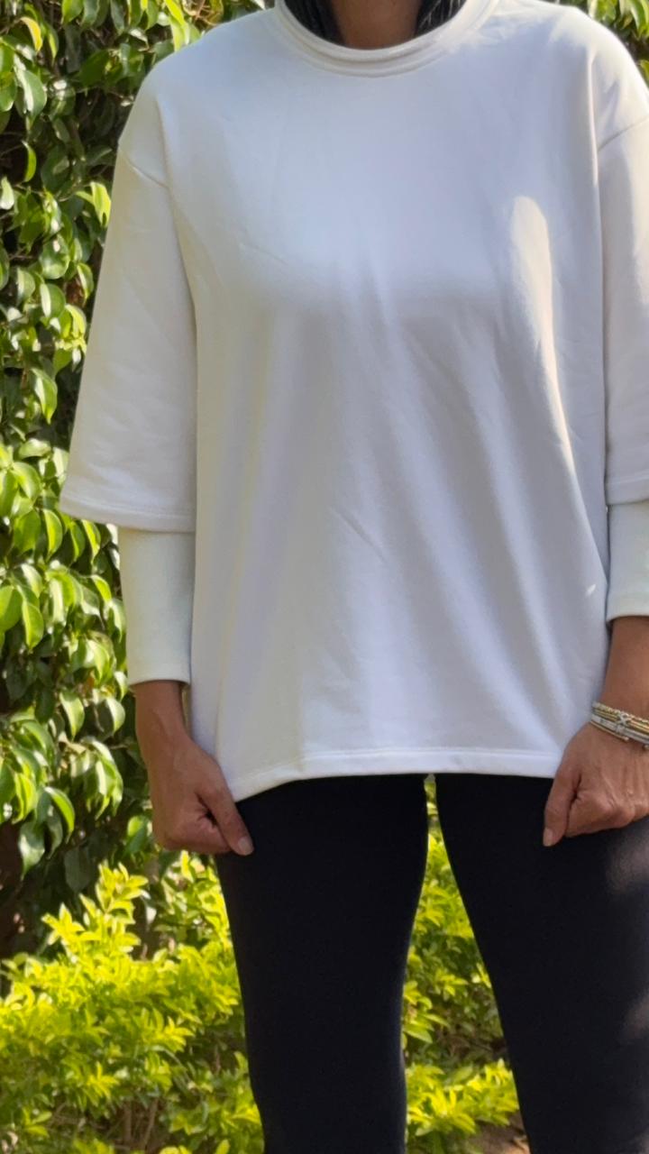 One size double Sleeves rib top