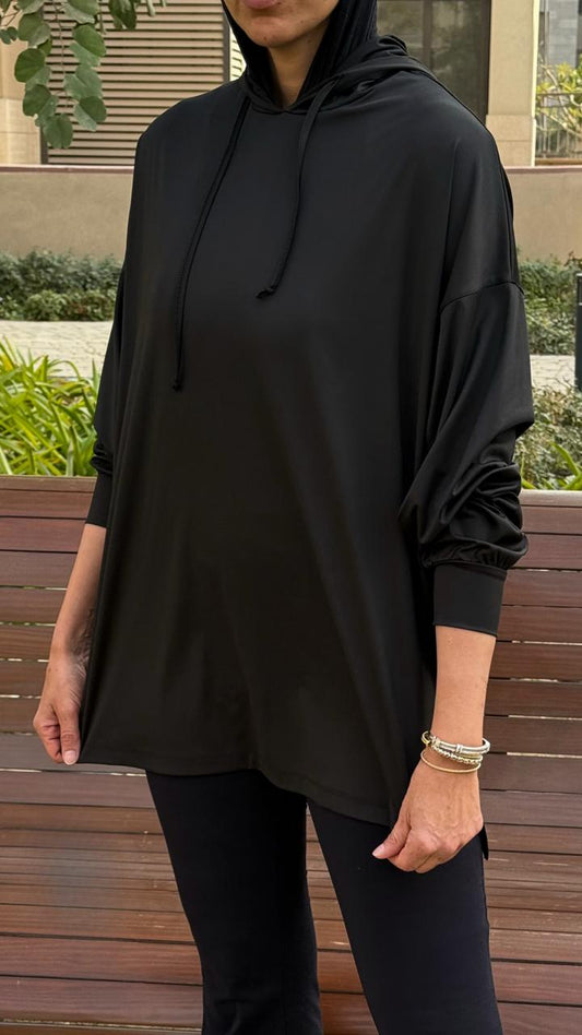 black hooded top