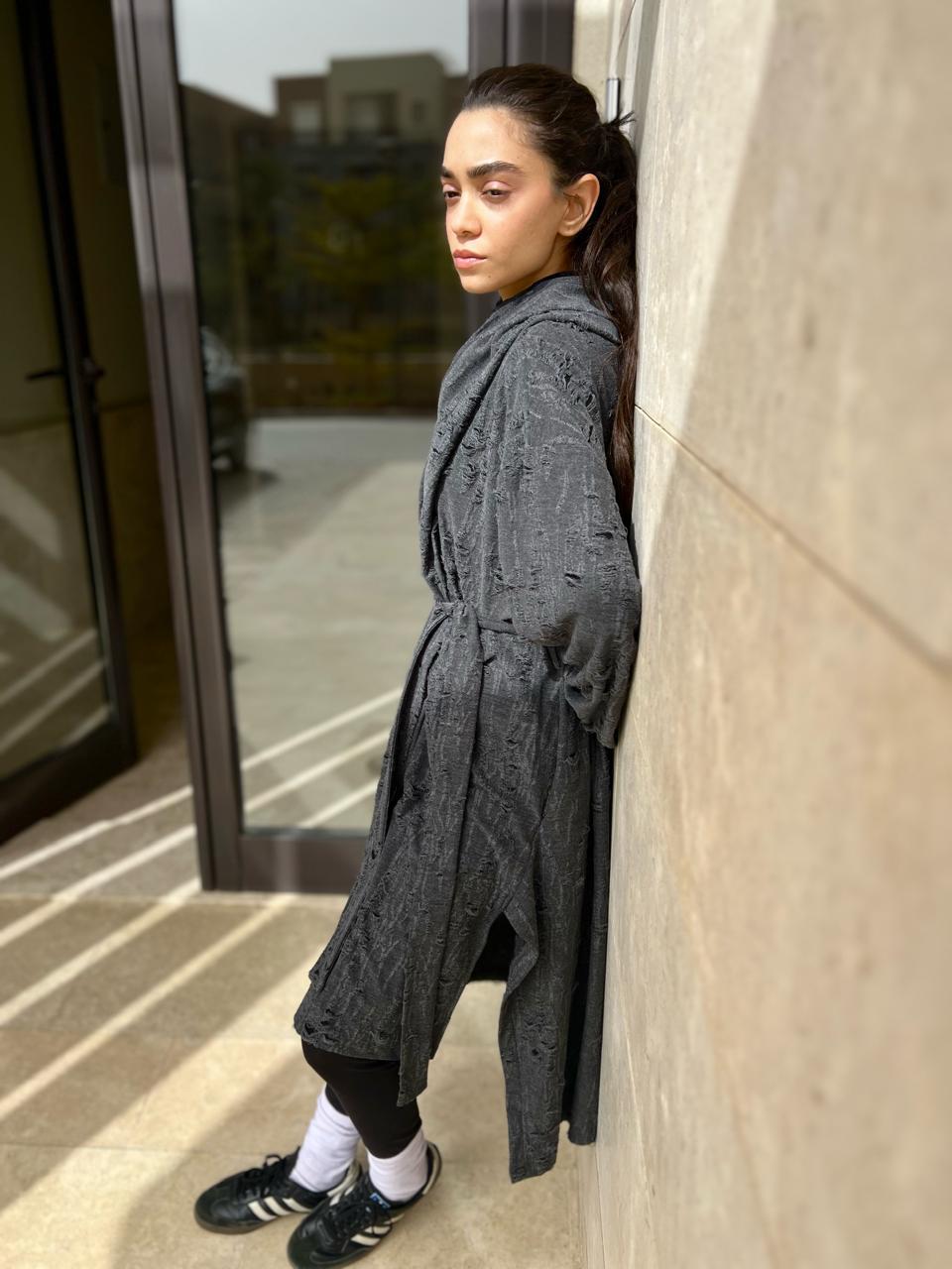 Grey ripped Cardigan