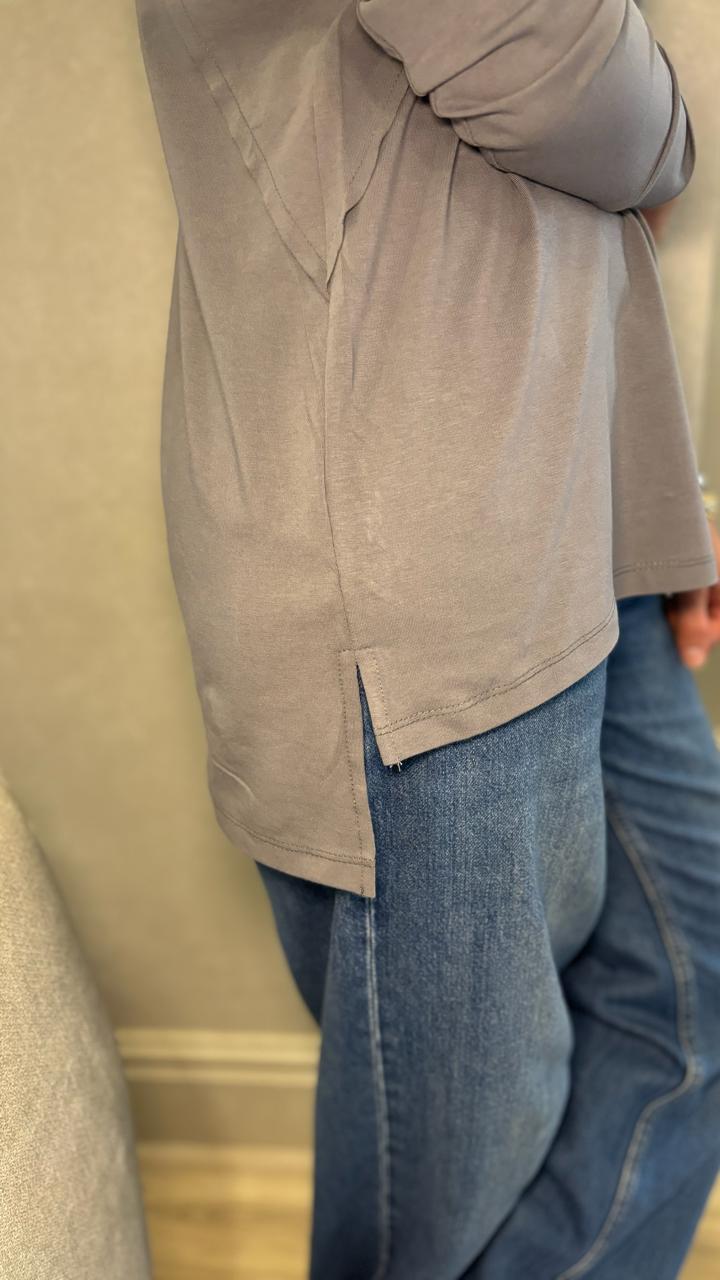 Grey hooded top