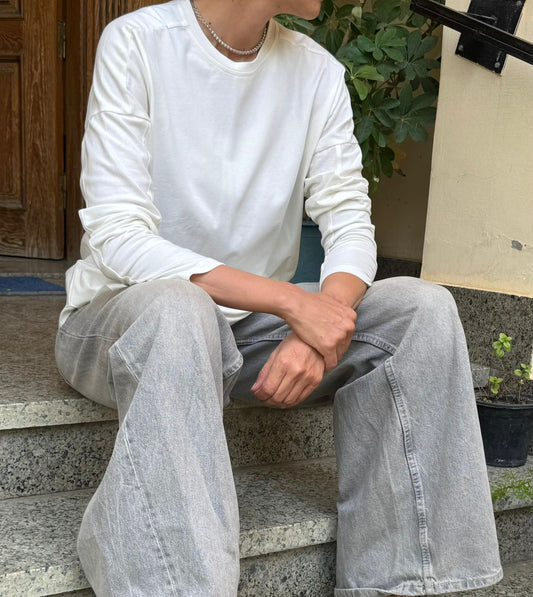 Basic double layer cotton top in White