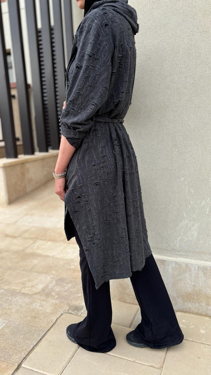 Grey ripped Cardigan