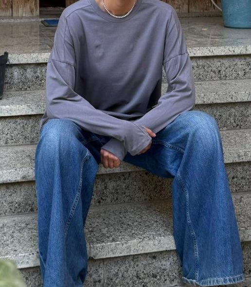 Basic double layer cotton top in Gray