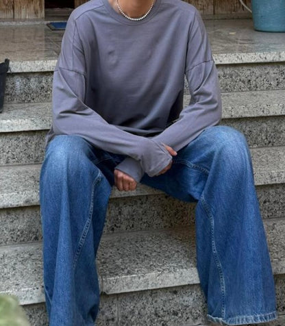 Basic double layer cotton top in Gray