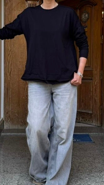 Basic double layer cotton top in Black