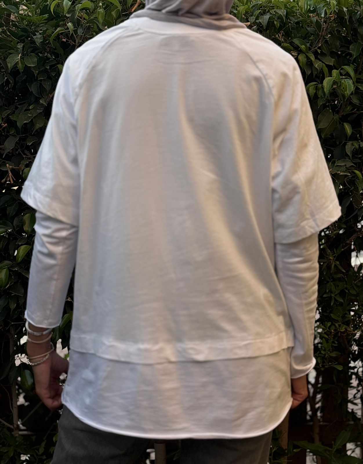 Double Sleeves Cotton Top in White