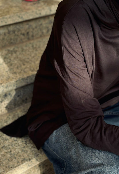 One size basic cotton hoodie Top in Black