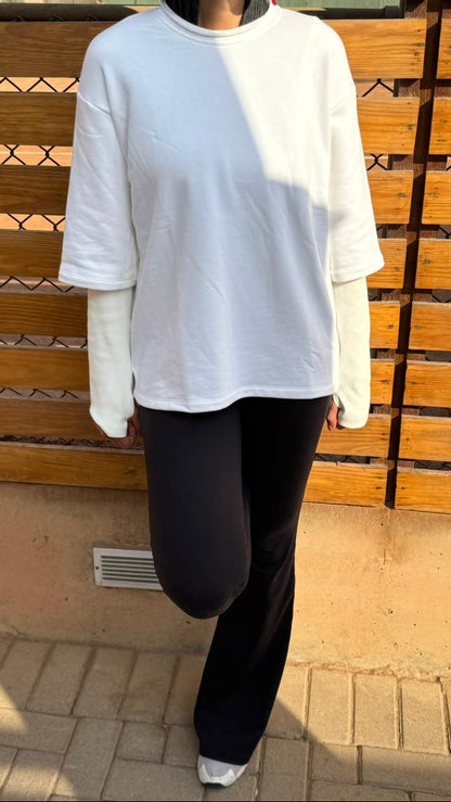 One size double Sleeves rib top