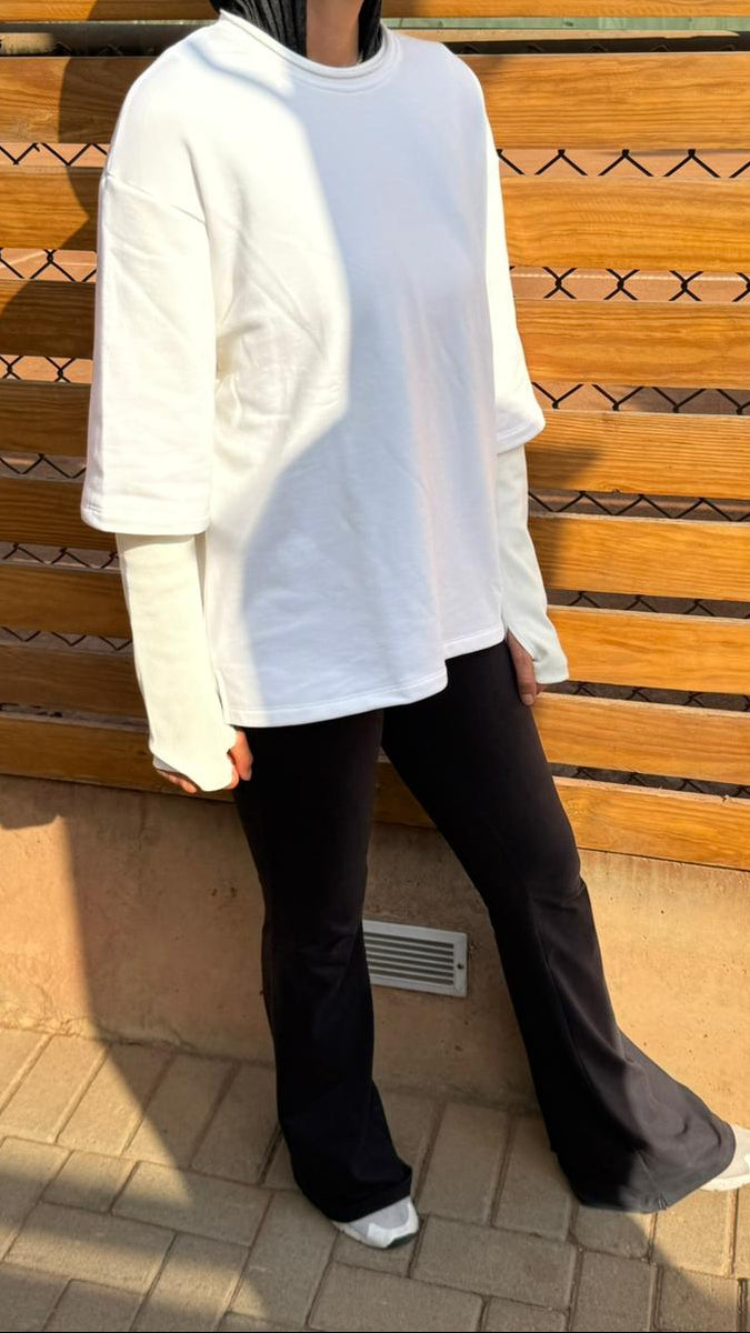 One size double Sleeves rib top