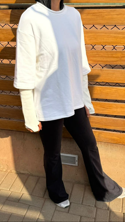 One size double Sleeves rib top