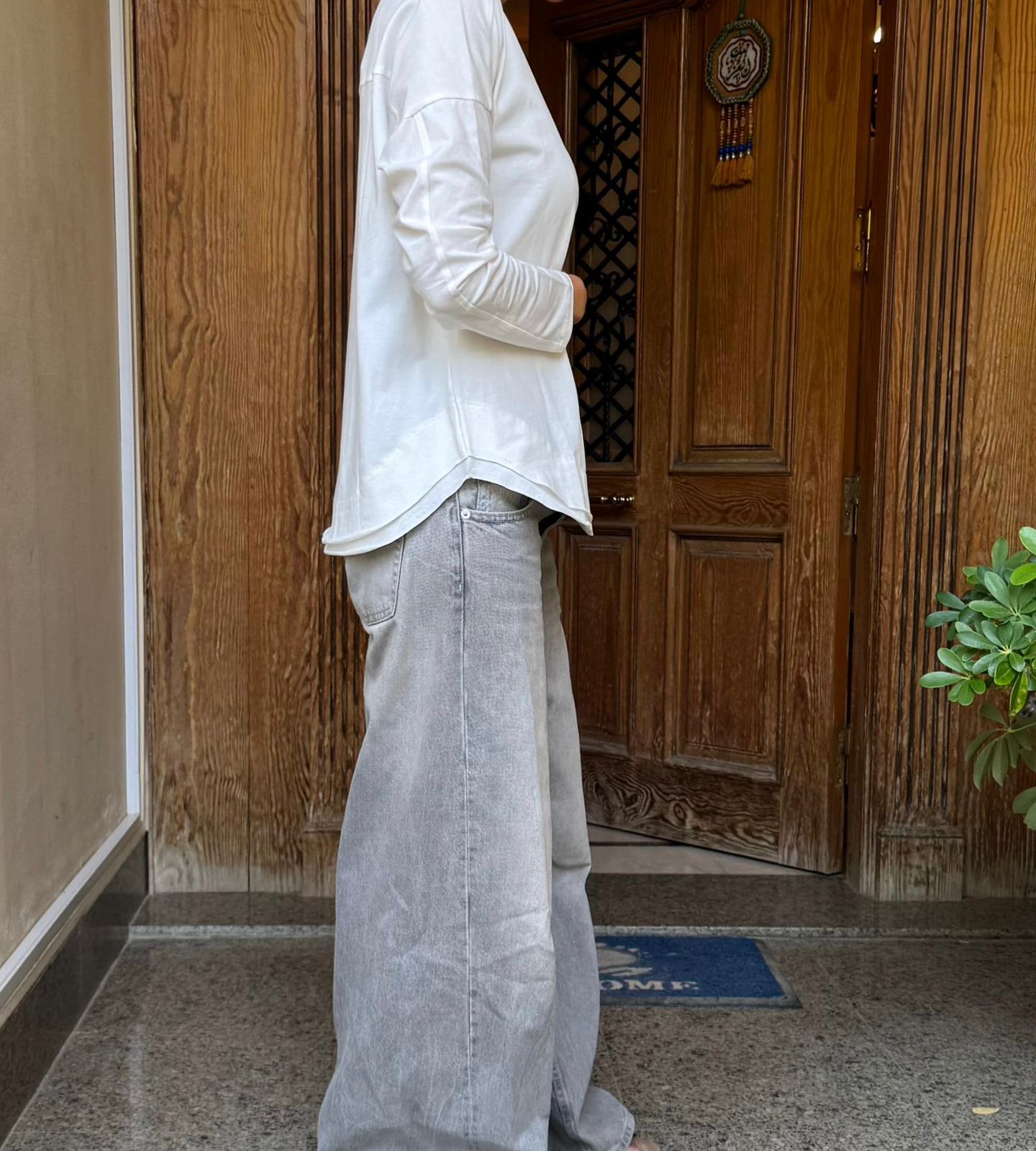 Basic double layer cotton top in White