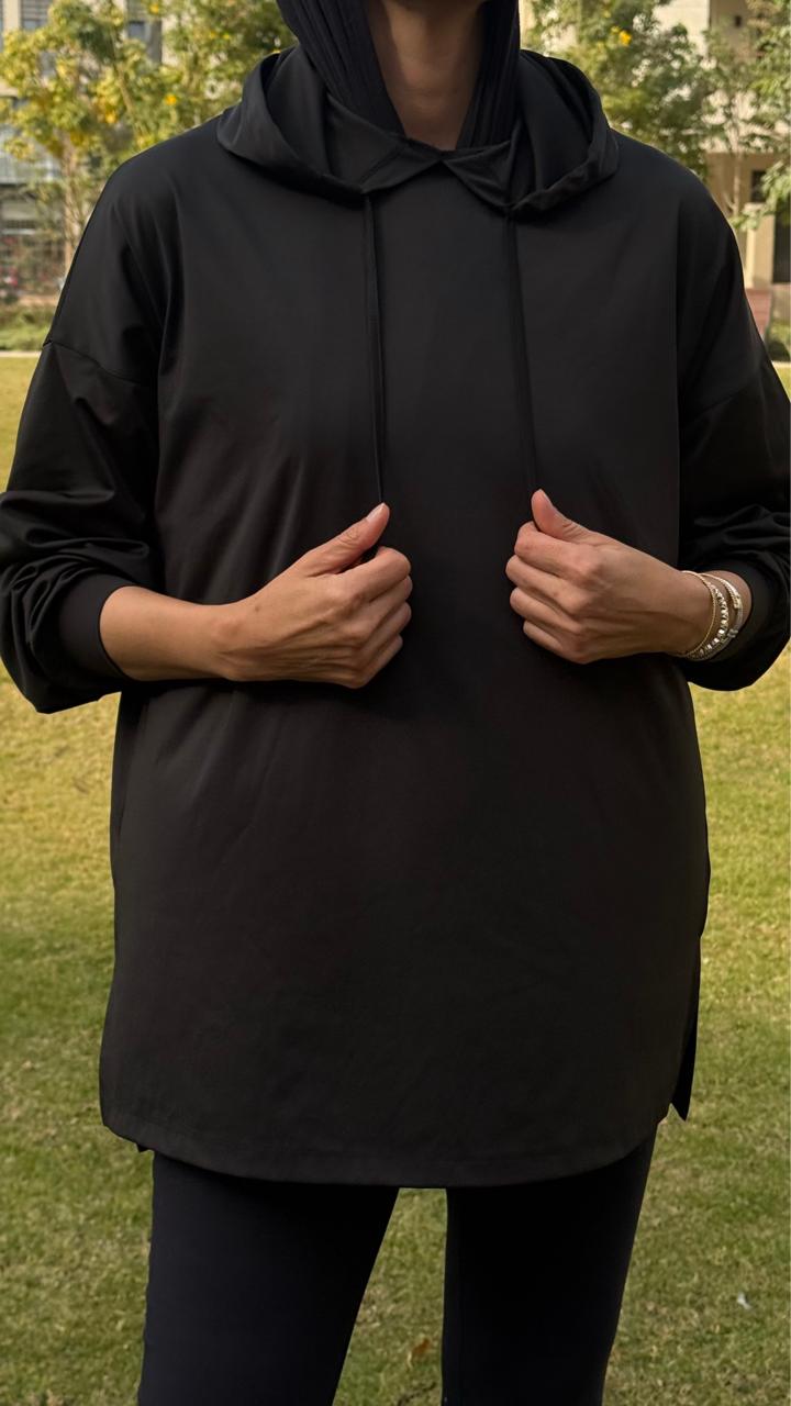 black hooded top