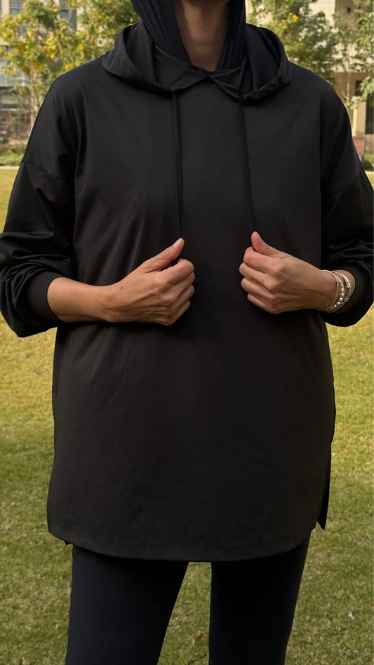 black hooded top