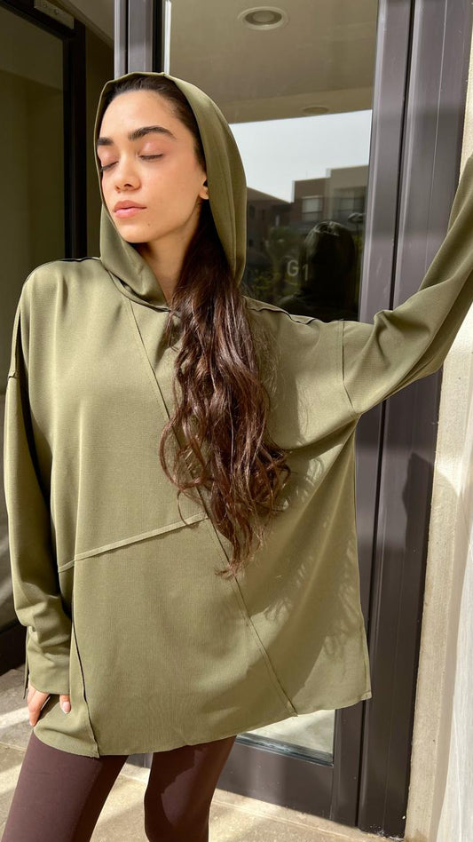 Olive hooded top
