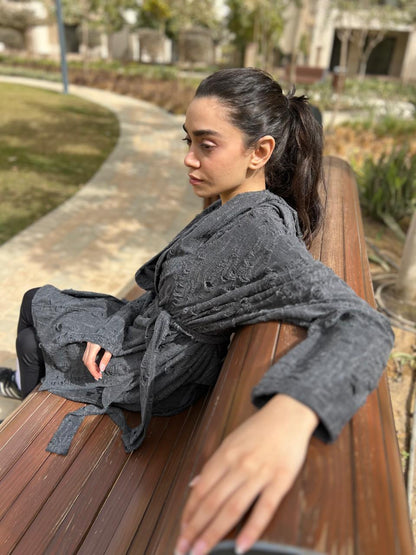 Grey ripped Cardigan