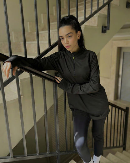 Black Sports Top with Zipper