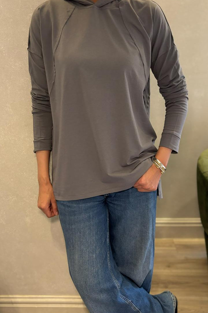 Grey hooded top
