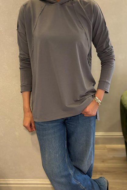 Grey hooded top