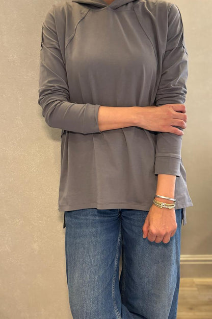 Grey hooded top