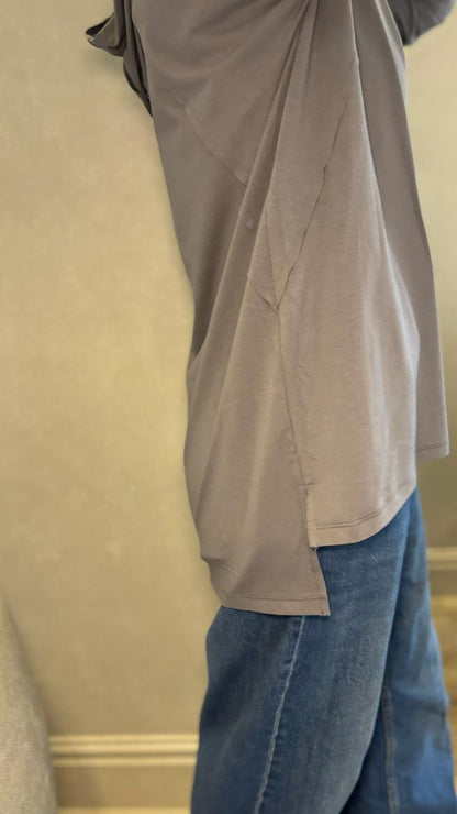 Grey hooded top