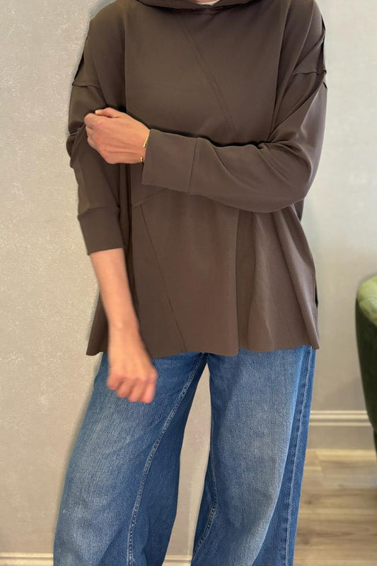 Brown hooded top
