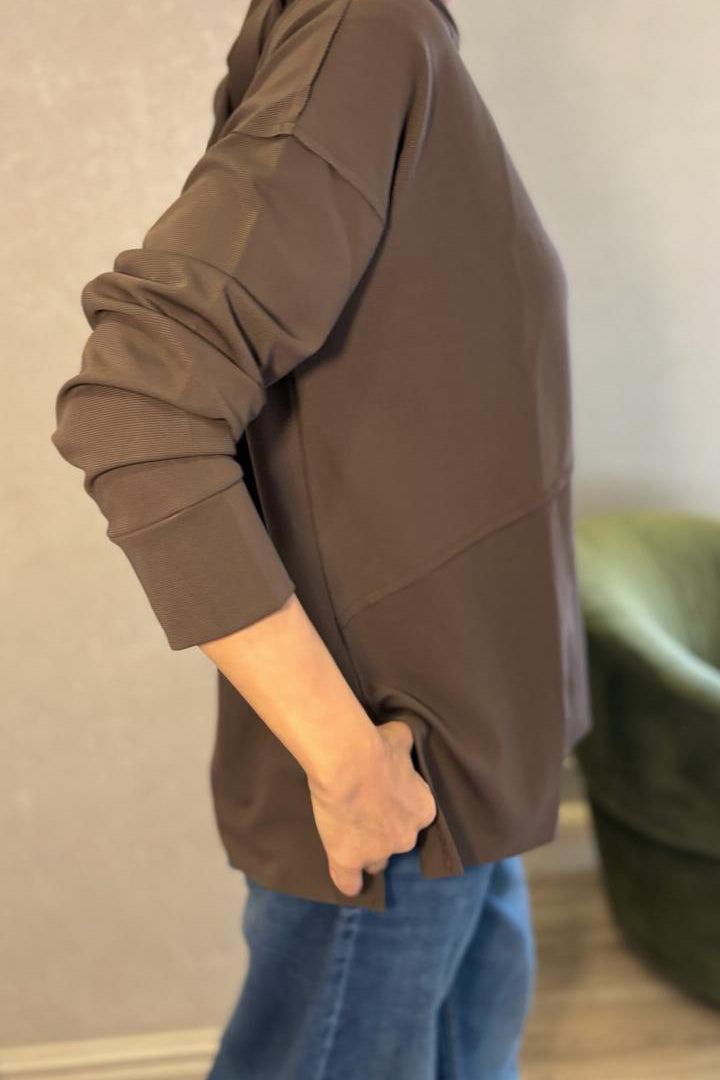 Brown hooded top