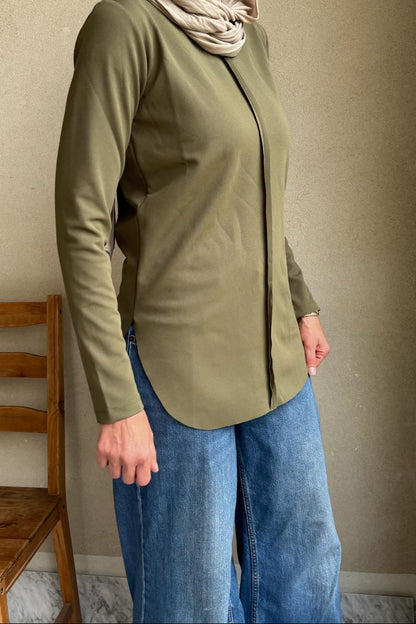 Olive Curve Top