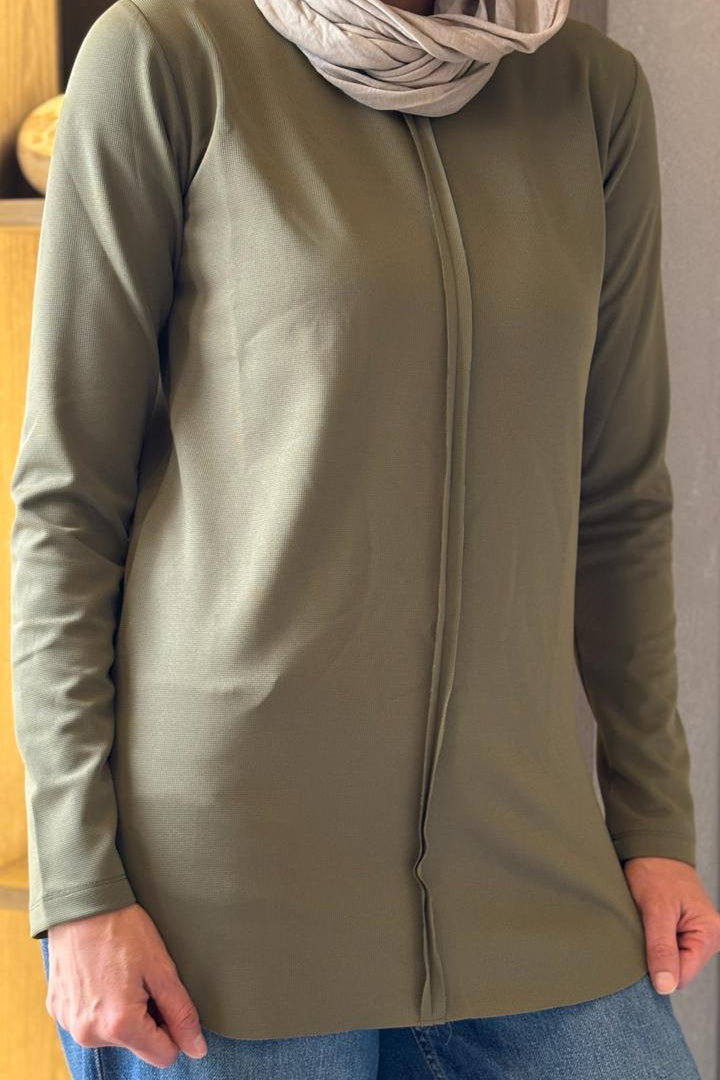 Olive Curve Top