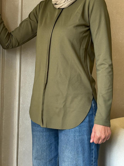 Olive Curve Top