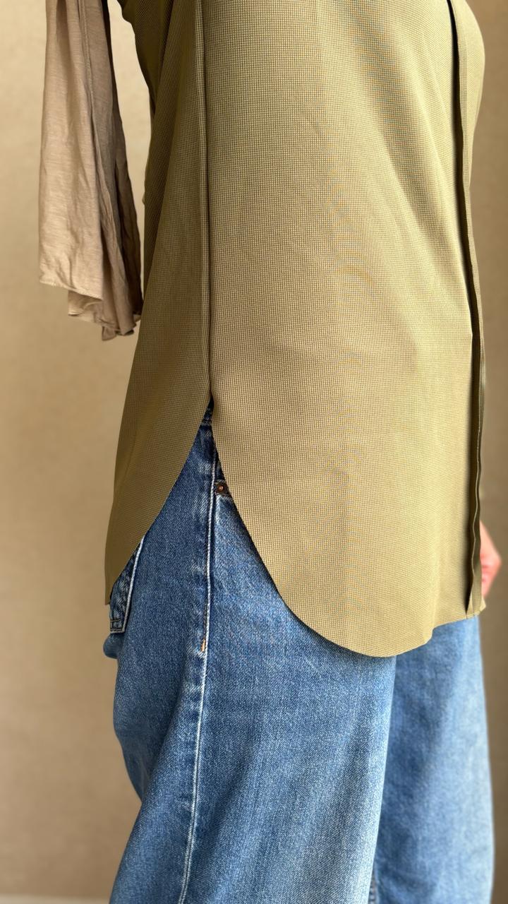 Olive Curve Top