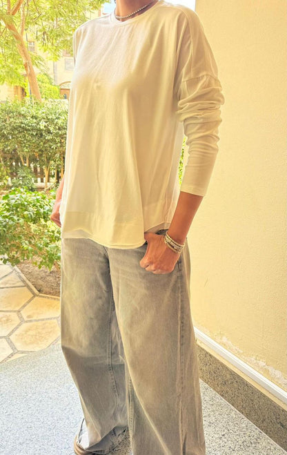 Basic double layer cotton top in White